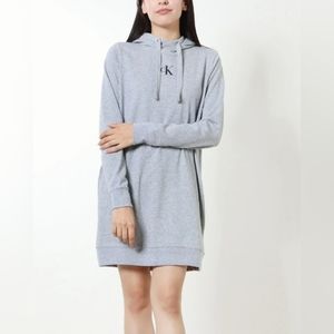 Calvin Klein Gray Long Hoddie Sweater Dress Size XL Streetwear Lounge